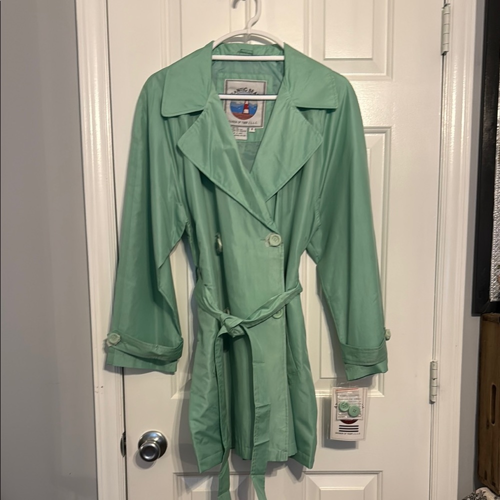 NWT - Green Lightweight Trench Coat with Self-Tie Belt
